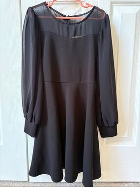 Poppies and Roses Girls Black Long-Sleeve A-Line Dress (Size 8)